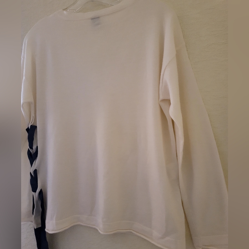 Eleventy Platinum Cashmere Sweater Ivory Womens XS V-neck Lace Up Slouchy - Picture 12 of 14